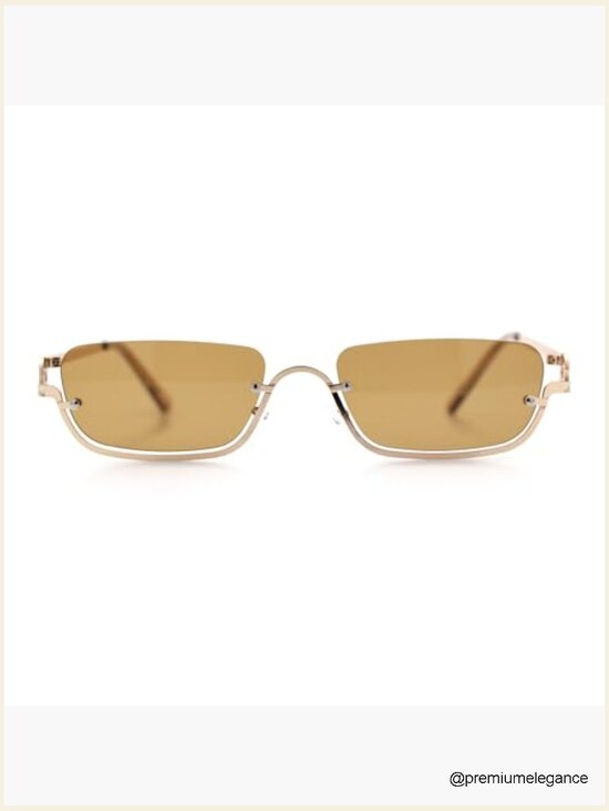 Luxury Half Rim Metal Rectangle Sunglasses UV400
